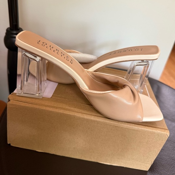 New nib Journee collection two tone clear heel sandals sz 7 - Picture 2 of 6